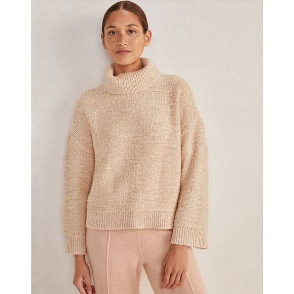 Haven Well Within SZ L Marled Turtleneck Sweater COLOR SANDSTONE/IVORY - Picture 3 of 8